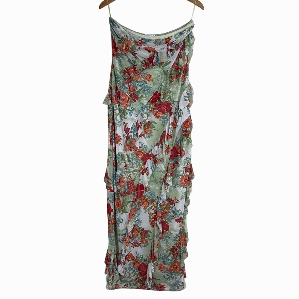 Sincerely Jules Fairy Forest Floral Mesh Strapless Maxi Dress Patchwork Size XL